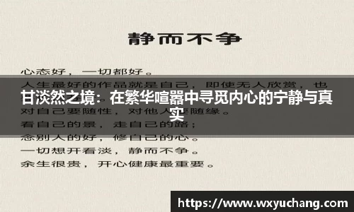 甘淡然之境：在繁华喧嚣中寻觅内心的宁静与真实